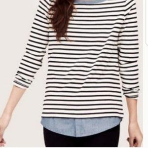 LOFT Layered Striped Long Sleeve Top, Size S